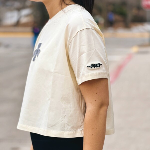 Pro Standard Women's I-State Off-White Boxy Cropped T-Shirt